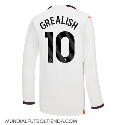 Camiseta Manchester City Jack Grealish #10 Segunda Equipación Replica 2023-24 mangas largas